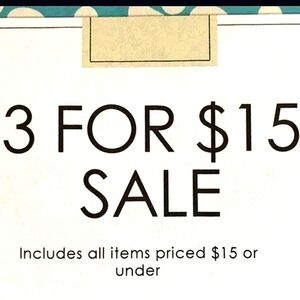 💚 3 For $15 Like Or Bundle Receive A $15 Offer.